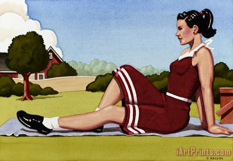 Waiting for Lunch painting - R. Kenton Nelson Waiting for Lunch Art Print
