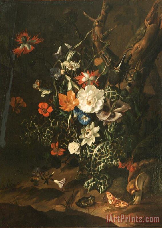 Rachel Ruysch A Sylvan Scene with Flowers Art Print