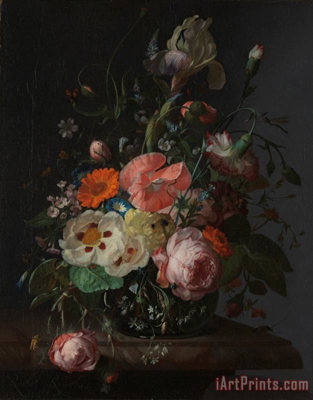 Still Life with Flowers on a Marble Tabletop painting - Rachel Ruysch Still Life with Flowers on a Marble Tabletop Art Print