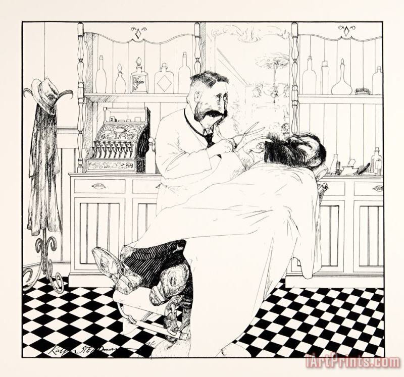 At The Barber, 1979 painting - Ralph Steadman At The Barber, 1979 Art Print