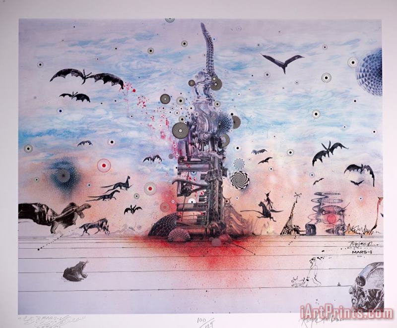 Dystopia with a Glimmer of Hope, 2020 painting - Ralph Steadman Dystopia with a Glimmer of Hope, 2020 Art Print