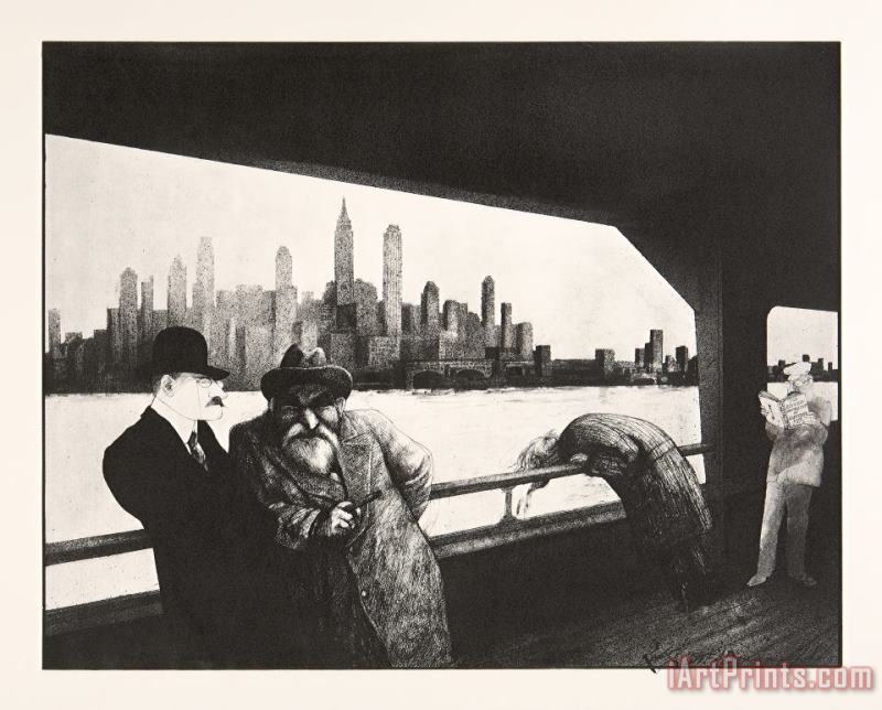 Ralph Steadman Freud, Jung And Ferenczi Arriving in New York, 1979 Art Print