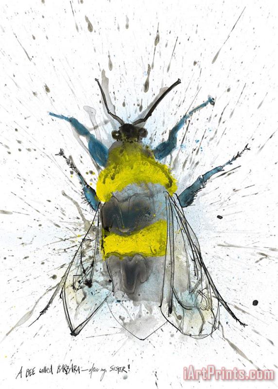 Garden Bumblebee, 2017 painting - Ralph Steadman Garden Bumblebee, 2017 Art Print