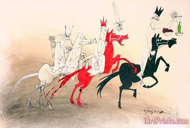 Horsemen of The Apocalypse painting - Ralph Steadman Horsemen of The Apocalypse Art Print