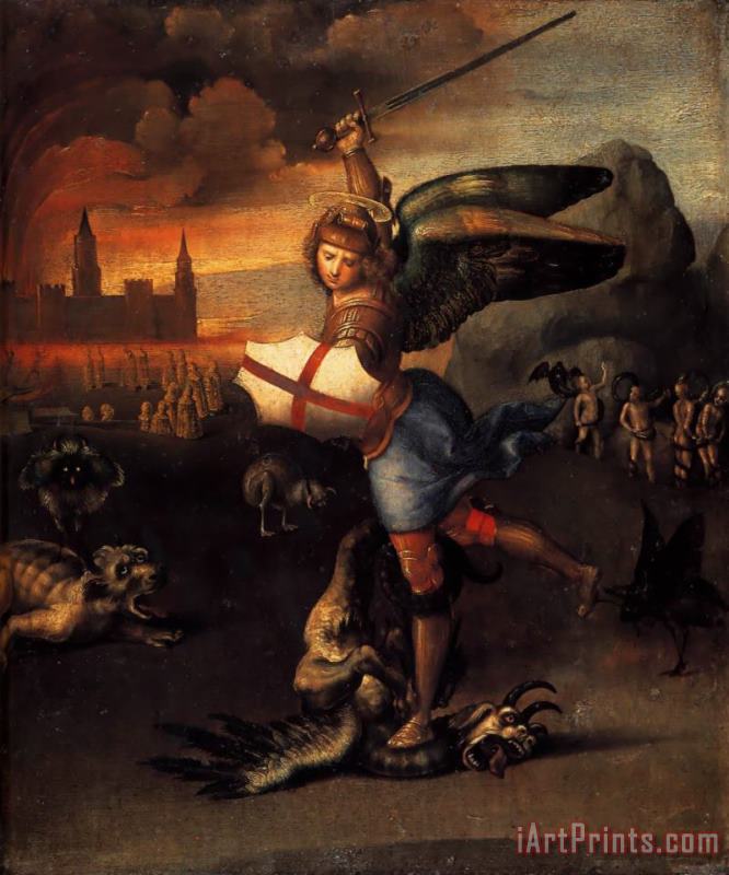 Saint Michael And The Dragon painting - Raphael Saint Michael And The Dragon Art Print