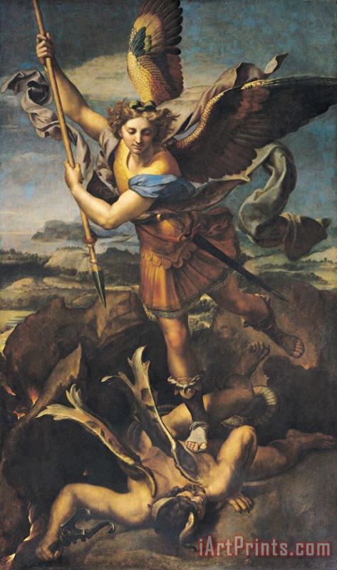 Saint Michael Overwhelming the Demon painting - Raphael Saint Michael Overwhelming the Demon Art Print