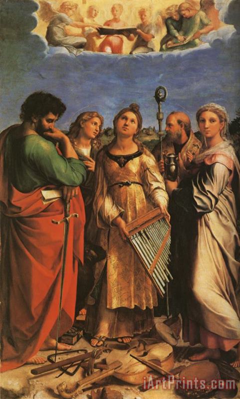 Raphael St Cecilia with Sts Paul, John Evangelists, Augustine And Mary Magdalene Art Print