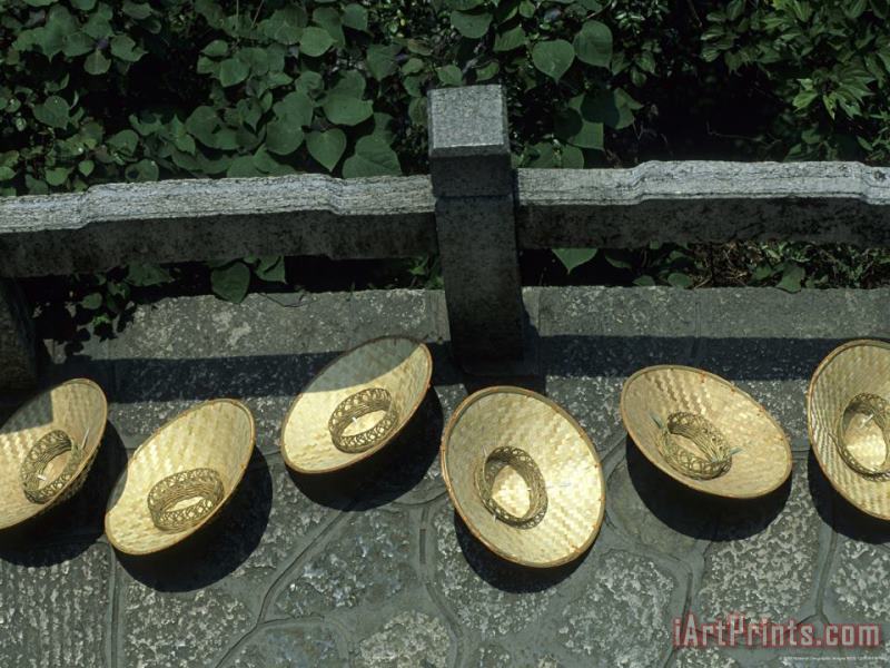 Raymond Gehman Bamboo Hats for Sale on Folded Brocade Hill Guilin Guangxi China Art Painting