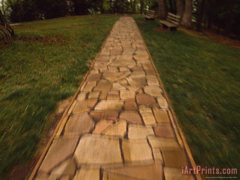 Blurred Motion Image of a Stone Path at Grand View New River Gorge painting - Raymond Gehman Blurred Motion Image of a Stone Path at Grand View New River Gorge Art Print