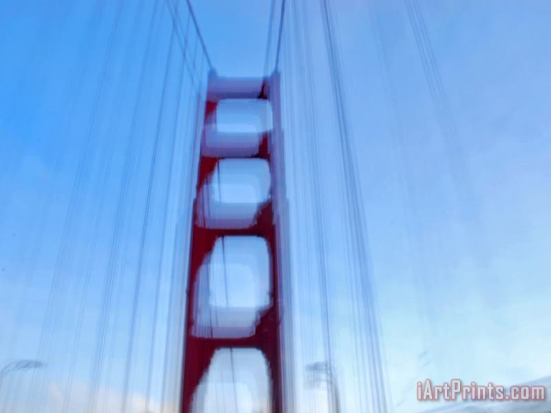 Raymond Gehman Blurred Picture of Golden Gate Bridge While Driving Over It Art Painting