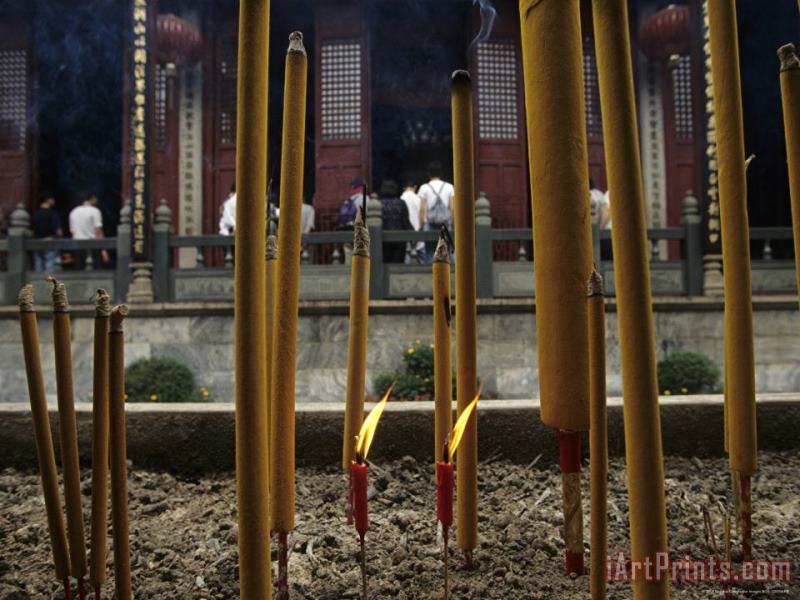 Burning Incense at The Qingyun Temple painting - Raymond Gehman Burning Incense at The Qingyun Temple Art Print