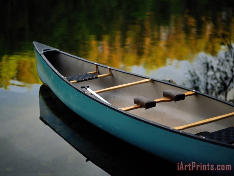 Canoe And Reflections on a Still Lake painting - Raymond Gehman Canoe And Reflections on a Still Lake Art Print