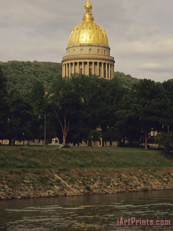 Raymond Gehman Capitol Building with a Gilded Dome on The Banks of a River Art Painting