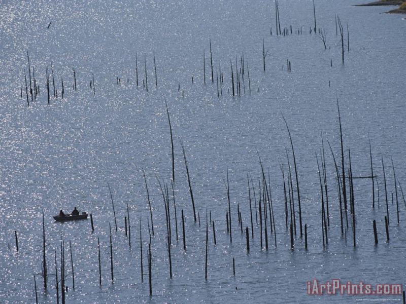 Raymond Gehman Fishermen on a Lake in Grand Teton National Park Art Print
