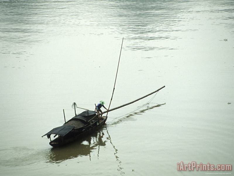 Raymond Gehman Fishing Boat on The Mingjiang River Guangxi China Art Print