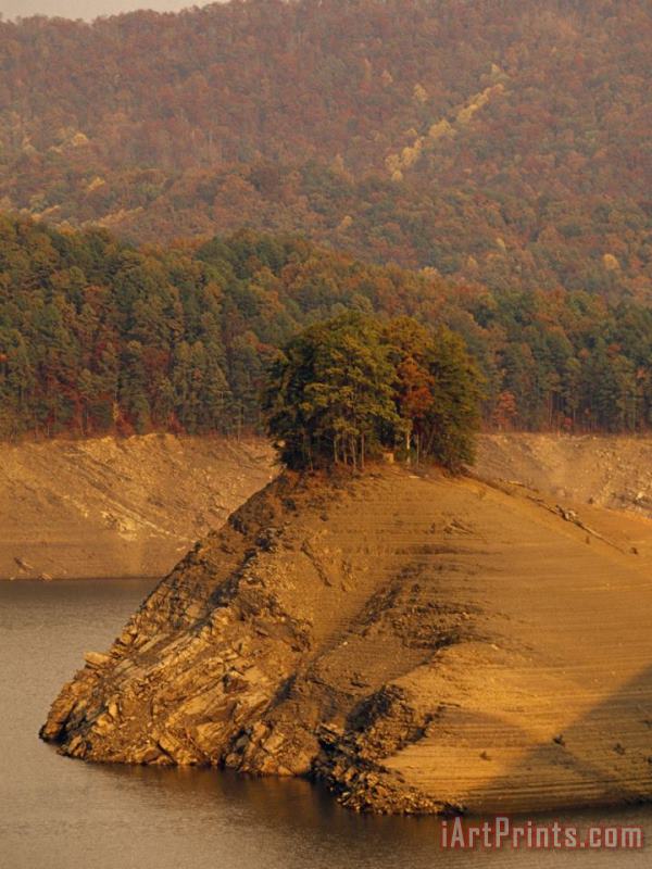 Raymond Gehman Fontana Lake Resevoir at Low Level Great Smoky Mountains in Distance Art Print