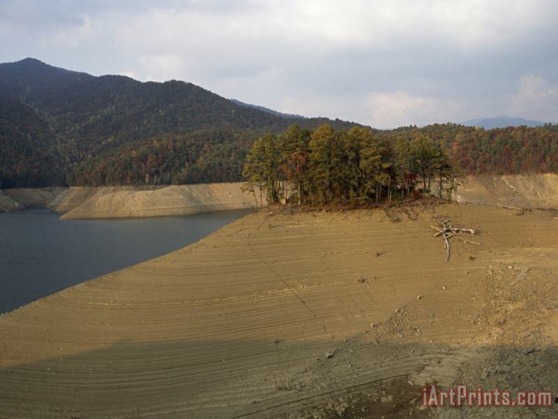 Raymond Gehman Fontana Lake Resevoir at Low Level Great Smoky Mountains in Distance Art Print
