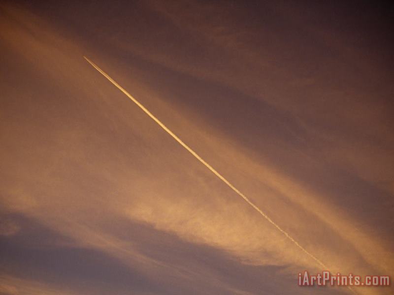 Jet Vapor Trails in The Sky at Twilight painting - Raymond Gehman Jet Vapor Trails in The Sky at Twilight Art Print