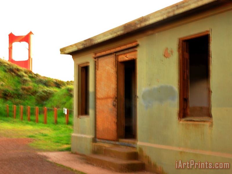 Raymond Gehman Military Bunker in Marin County with Golden Gate Bridge in Background Art Painting
