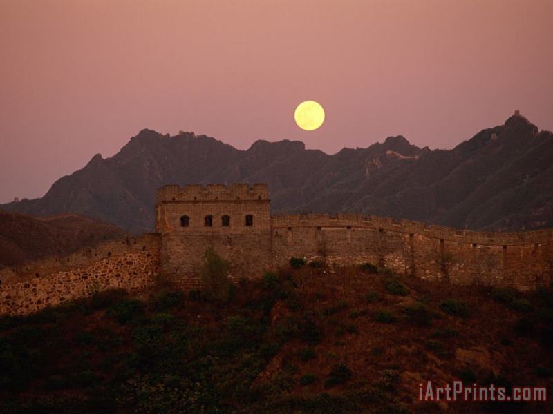 Moonrise Over The Great Wall painting - Raymond Gehman Moonrise Over The Great Wall Art Print