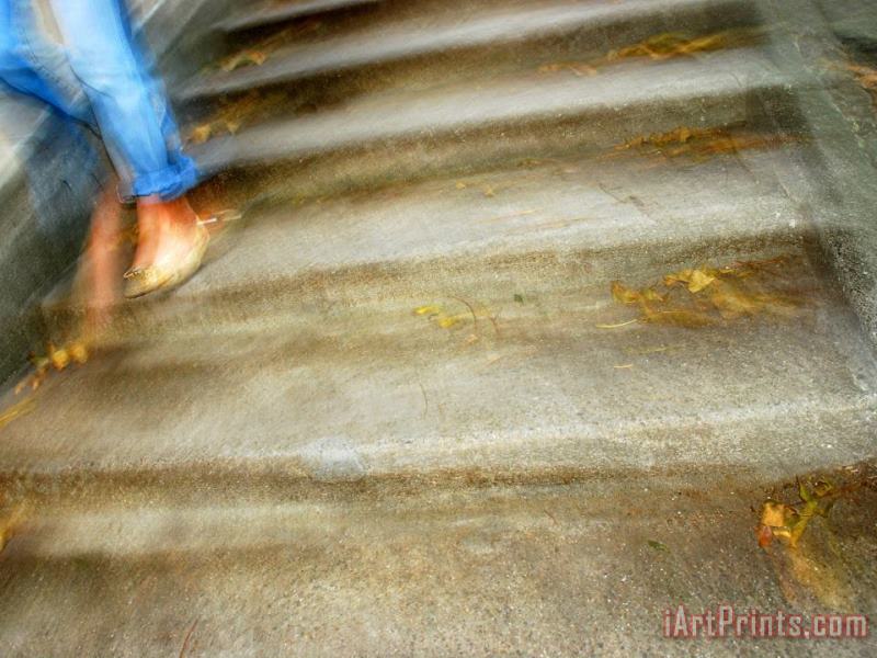 Person Walking Down Staircase in San Francisco painting - Raymond Gehman Person Walking Down Staircase in San Francisco Art Print