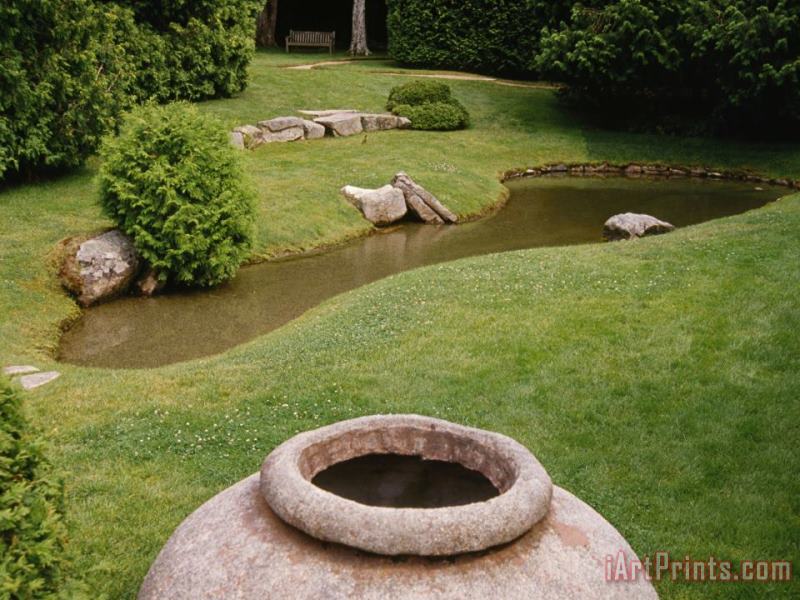 Pond And Clay Pottery at The Thuya Garden painting - Raymond Gehman Pond And Clay Pottery at The Thuya Garden Art Print