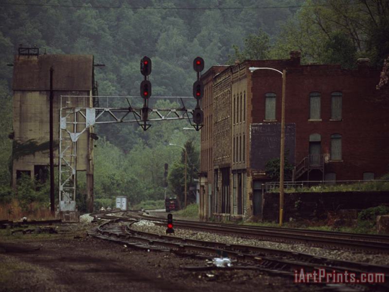 Raymond Gehman Railroad Junction Through The Old Town of Thurmond West Virginia Art Painting
