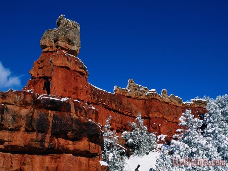 Raymond Gehman Red Rock Formations in a Winter Landscape Art Print