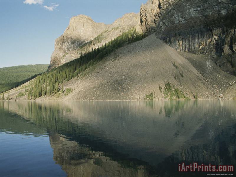 Raymond Gehman Reflection of a Talus Slope in Moraine Lake Valley of The Ten Peaks Art Print