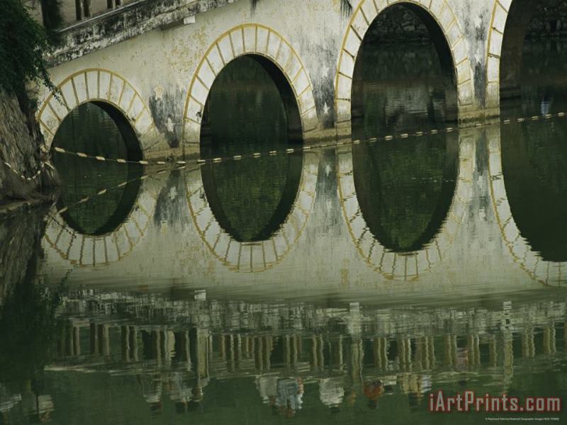 Raymond Gehman Reflections of a Gracefully Arched Bridge in Calm Water Art Print