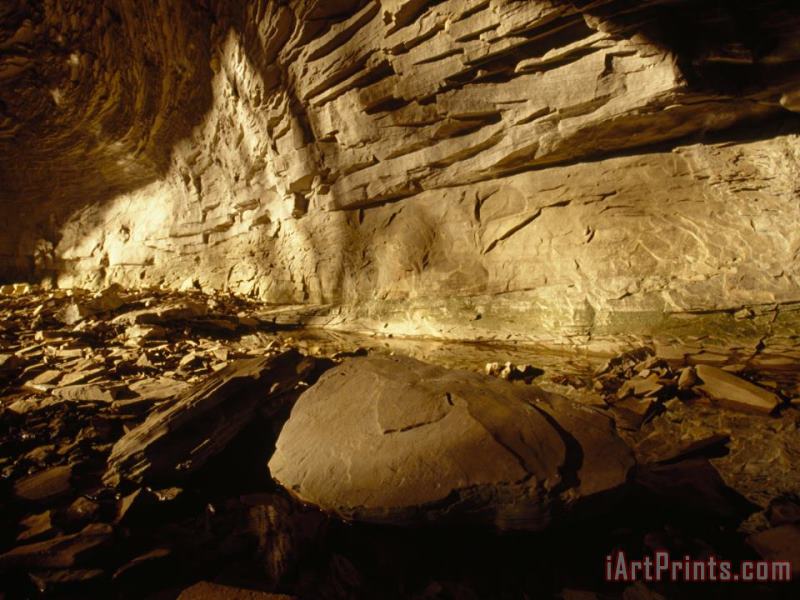 Raymond Gehman Rock Bathed in Sunlight in a Cave Art Print