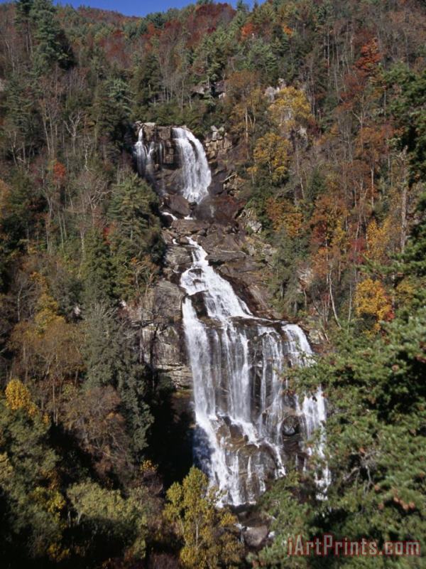 Scenic Whitewater Falls in Autumn painting - Raymond Gehman Scenic Whitewater Falls in Autumn Art Print