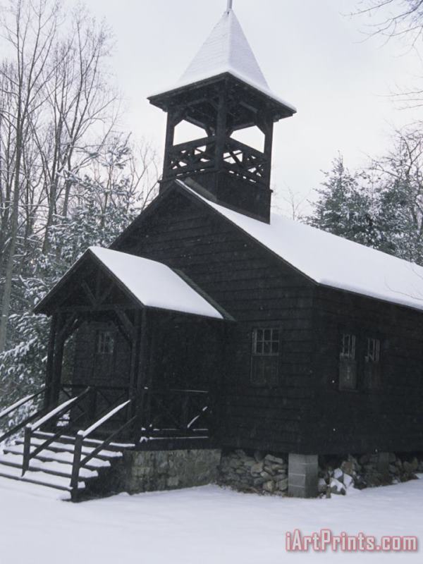 Raymond Gehman Snow Covered Church in a Wooded Setting Art Print
