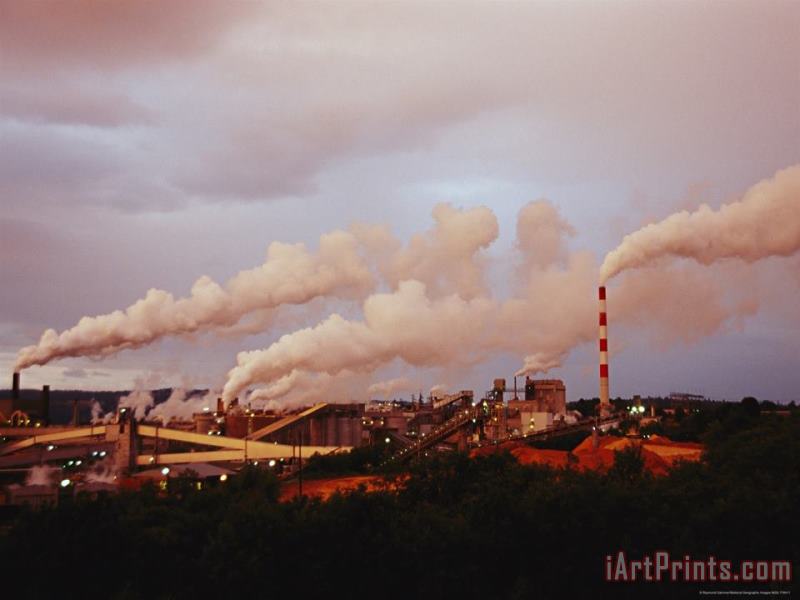 Raymond Gehman Steam And Smoke Billow Out of Chimneys at an Industrial Plant Art Print