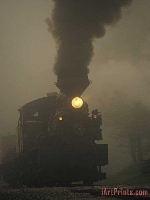 Steam Locomotive Belching Smoke on a Foggy Morning painting - Raymond Gehman Steam Locomotive Belching Smoke on a Foggy Morning Art Print
