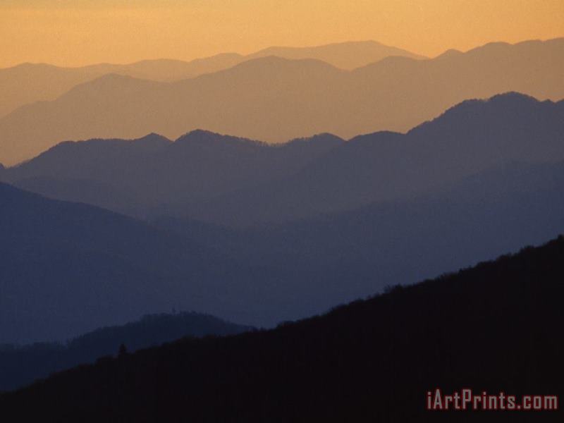 Raymond Gehman Sunset Over The Blue Ridge Mountains Art Print