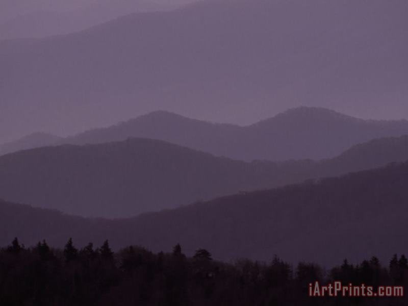 Sunset View Across Mountain Ridges From Atop Clingman's Dome painting - Raymond Gehman Sunset View Across Mountain Ridges From Atop Clingman's Dome Art Print