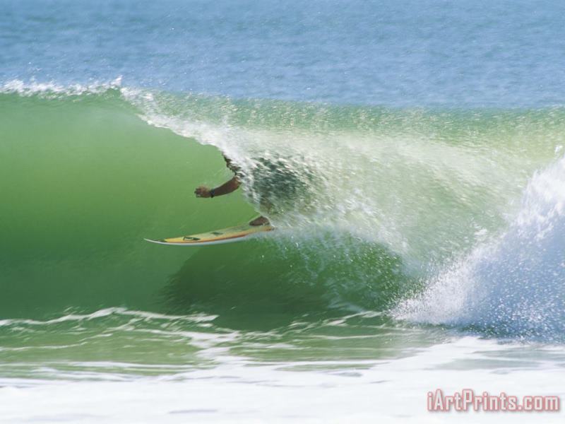 Raymond Gehman Surfer Shoots The Curl Cape Hatteras National Seashore North Carolina Art Print
