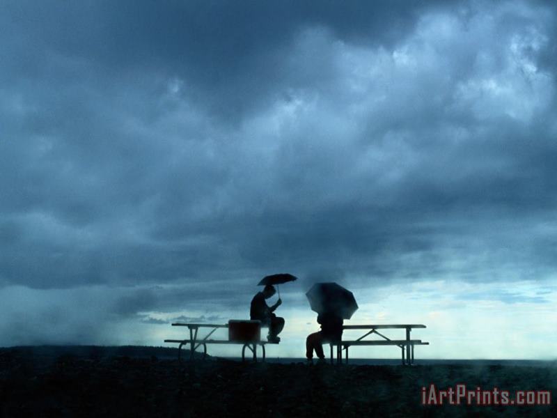 Raymond Gehman Tourists Sit on Picnic Tables While Waiting Out a Storm Art Print
