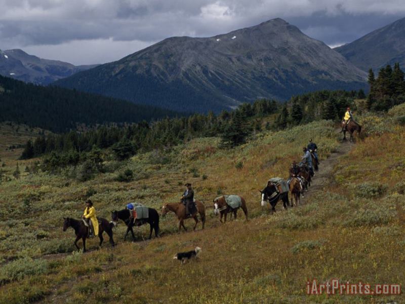 Trail Riders in Jasper's Tonquin Valley painting - Raymond Gehman Trail Riders in Jasper's Tonquin Valley Art Print