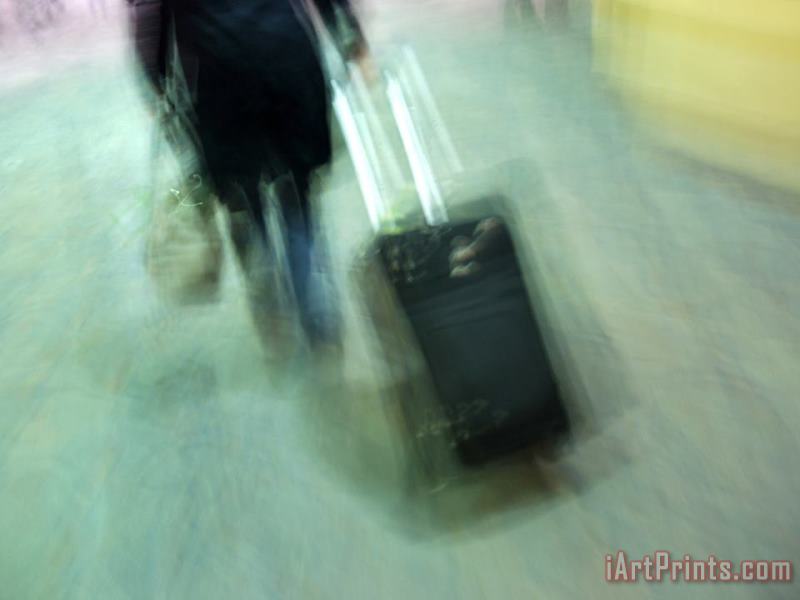 Raymond Gehman Unrecognizable Person Dragging Luggage Through San Francisco Airport Art Print