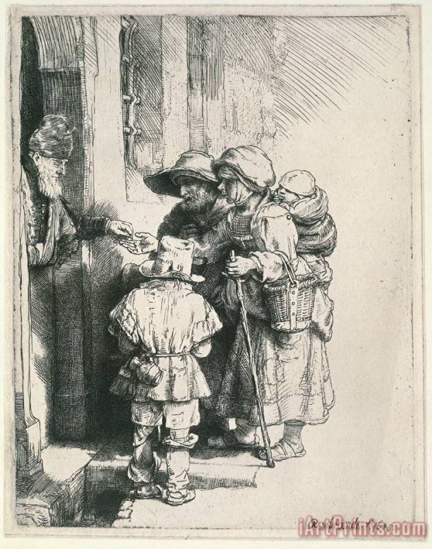 Rembrandt Beggars at The Door Art Print