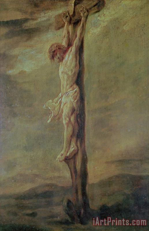 Christ on the Cross painting - Rembrandt Christ on the Cross Art Print