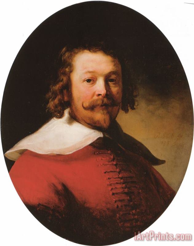 Rembrandt Portrait of a Bearded Man, Bustlength, in a Red Doublet Art Painting