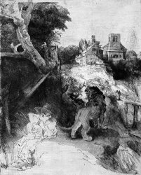 Rembrandt St Jerome Reading in an Italian Landscape
