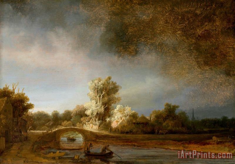 De Stenen Brug painting - Rembrandt Harmensz van Rijn De Stenen Brug Art Print