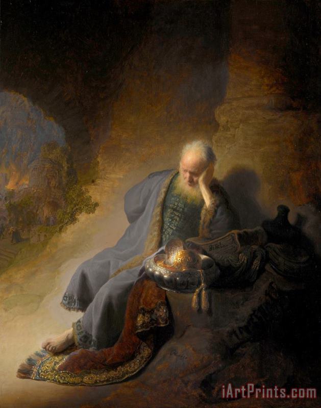 Rembrandt Harmensz van Rijn Jeremia Treurend Over De Verwoesting Van Jeruzalem Art Painting