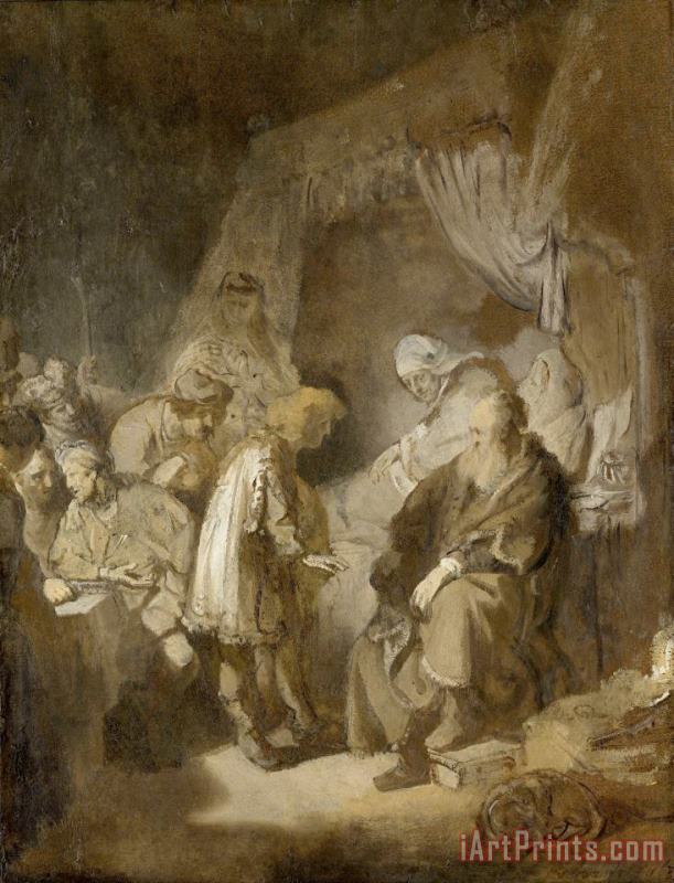 Joseph Telling His Dreams to His Parents And Brothers painting - Rembrandt Harmensz van Rijn Joseph Telling His Dreams to His Parents And Brothers Art Print