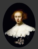 Portrait of a Young Woman of The Fortesque Family of Devon Paintings - Portrait of a Young Woman by Rembrandt Harmensz van Rijn