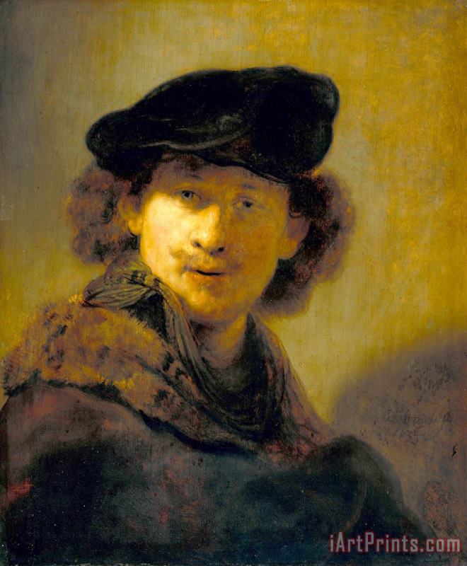 Rembrandt Harmensz van Rijn Self Portrait with Velvet Beret Art Print